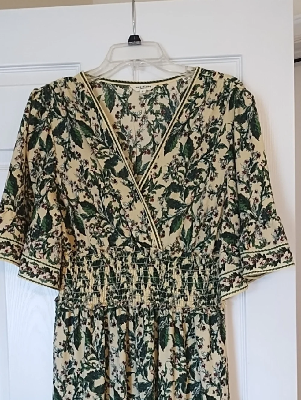 Max Studio Cream Maxi Dress with Green Floral Print - Picture 2 of 5